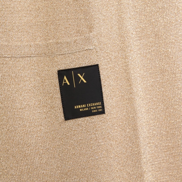 $160 Armani Exchange Gold Metallic Maxi Knit Open Cardigan Duster Merino Blend M - Picture 4 of 14